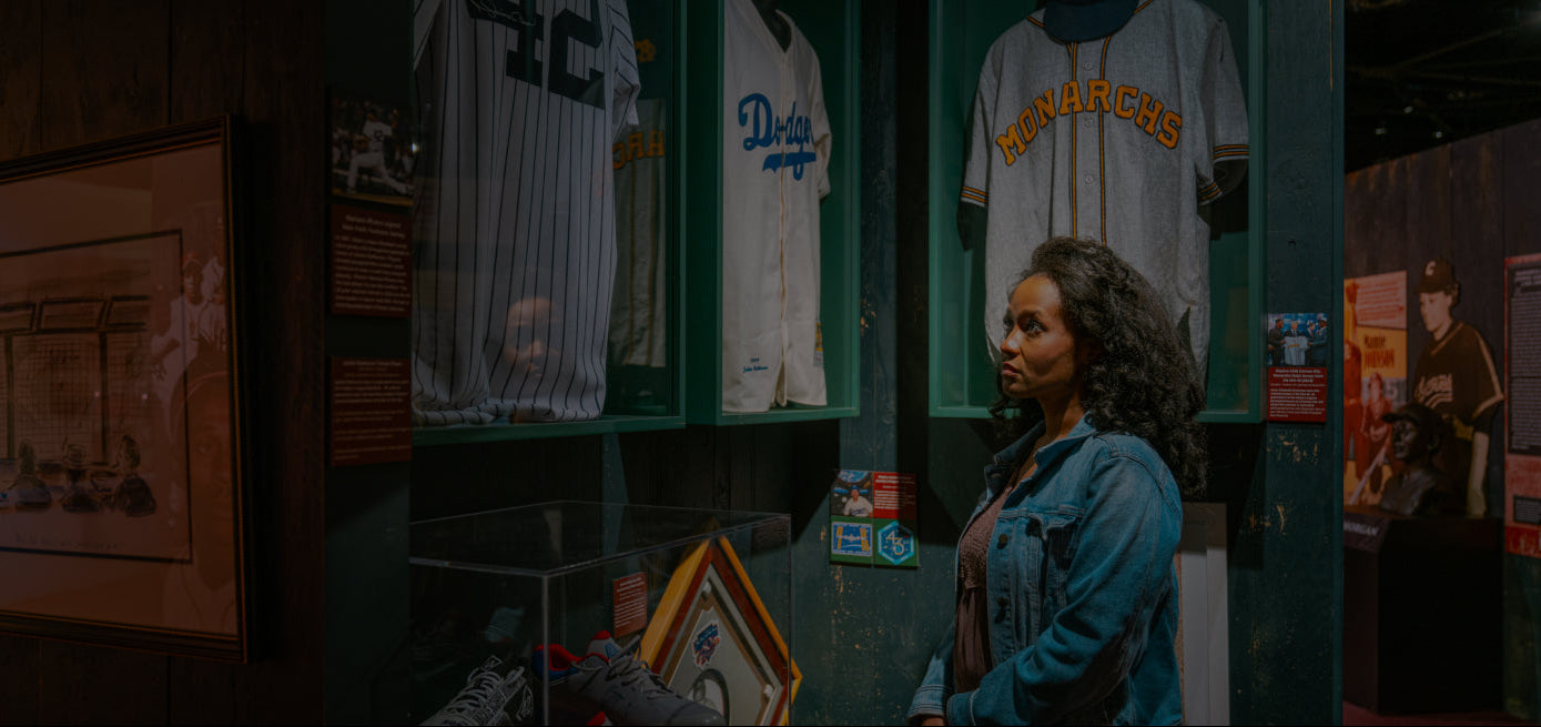 Shot of woman inside museum
